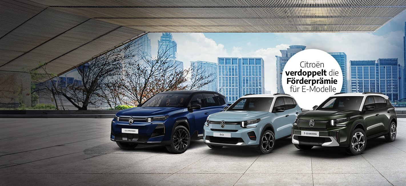 Eine Ansammlung von drei Fahrzeugen der Marke Citroën.